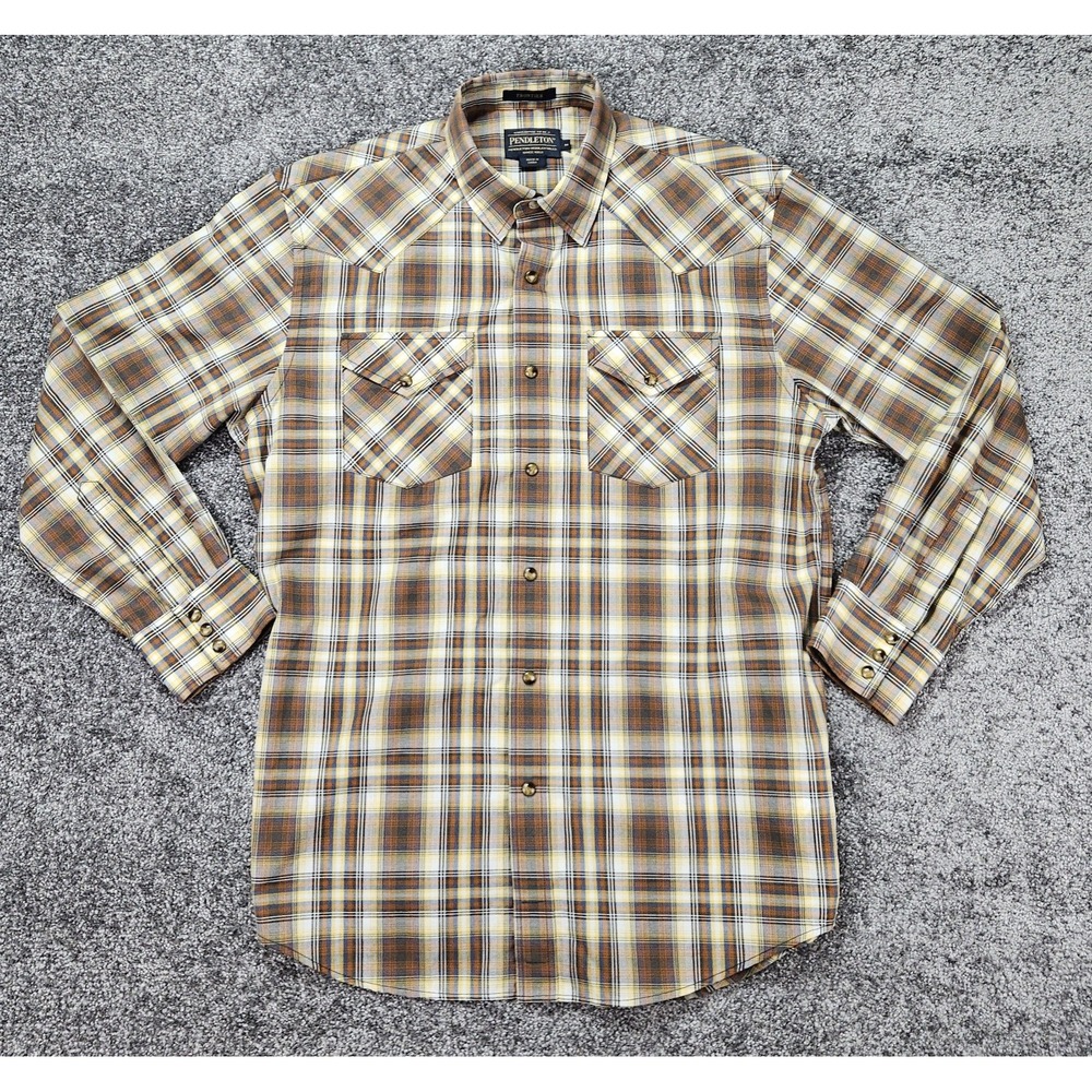Pendleton Frontier Pearl Snap Western Shirt Men's M Plaid Rodeo Cowboy Ranch